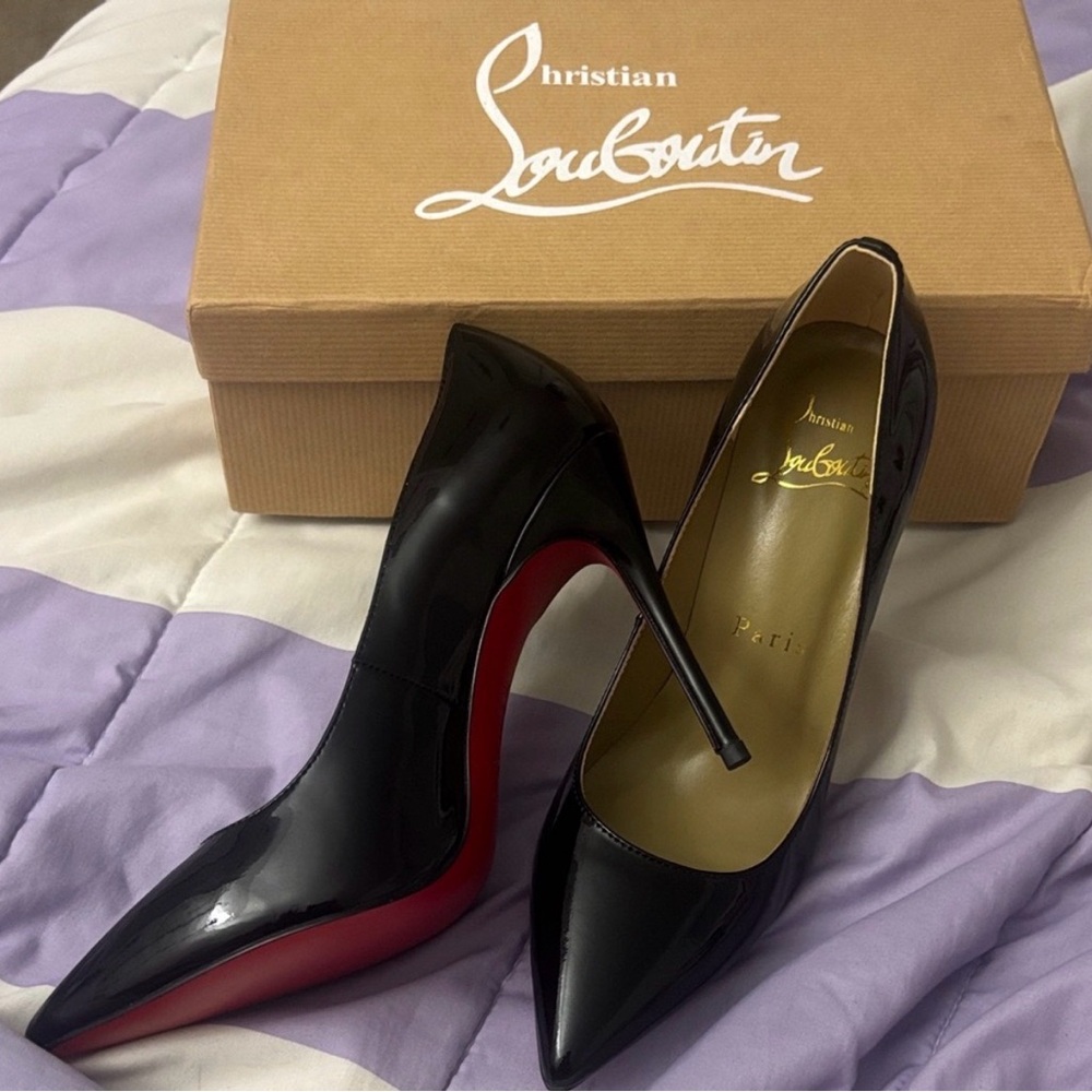Christian Louboutin Glossy Black Heels with Red Sole